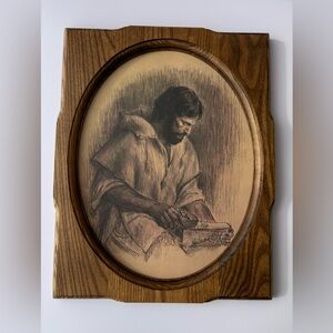 Vintage Frances Hook’s “The Carpenter” Depicting Jesus Working with Wood.